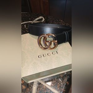GG MARMONT LEATHER BELT WITH SHINY BUCKLE